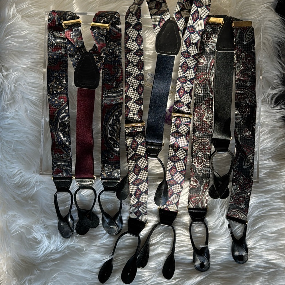 3 pair CAS Germany Vintage Silk Leather Elegant Business Lawyer Firm Suspenders